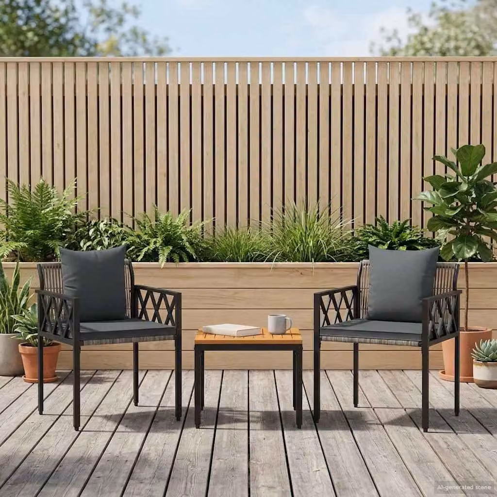 Maison Exclusive - Set di mobili da giardino, 3 pezzi, grigio e grigio scuro, in rattan sintetico