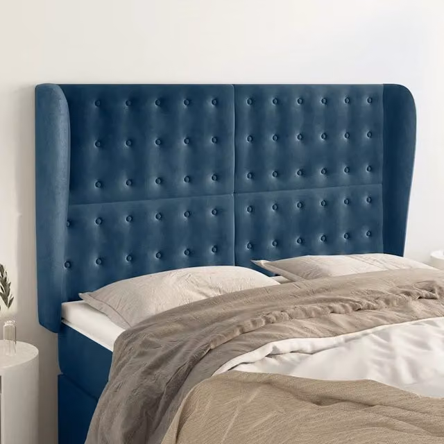 Testiera ad orecchio vidaXL in velluto blu scuro L: 147 cm, P: 23 cm, H: 118-128 cm – 1