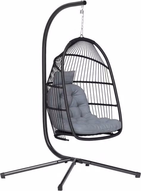 Sedia a Dondolo Uovo con Supporto e Cestino ¨C Minimal ¨C Grigio