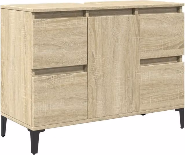 Mobile Lavabo Moderno Design In in Rovere Sonoma, Colore Beige e Marrone, L 80 cm x P 33 cm x H 60 cm – 1