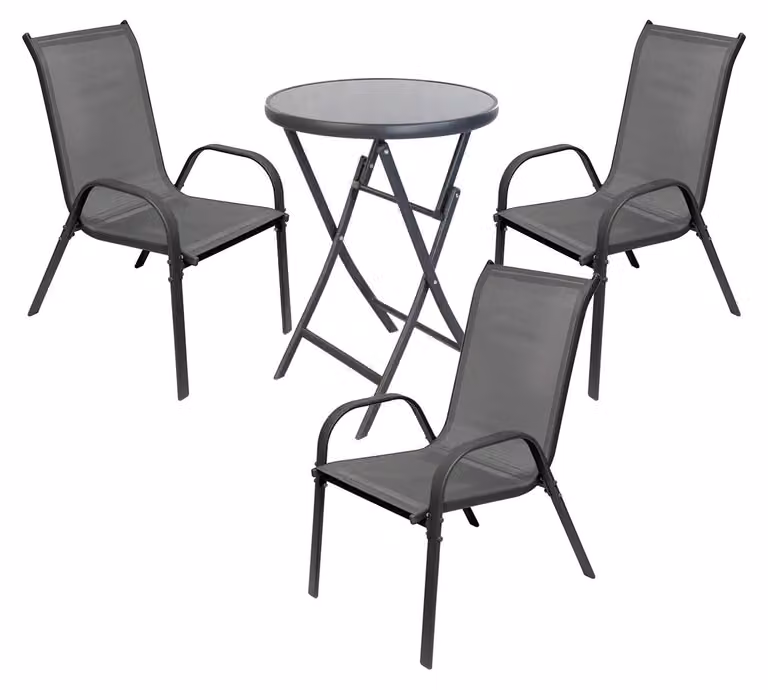 Elegante set bistrot da 4 pezzi per giardino, balcone e terrazza