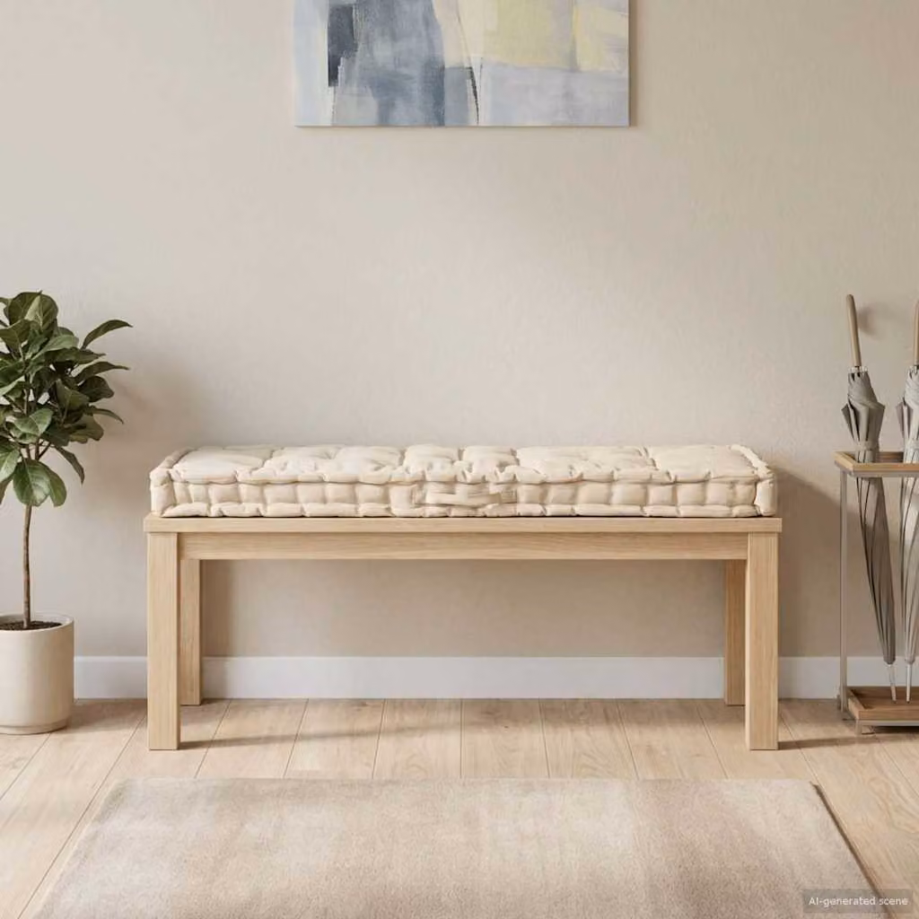 vidaXL Cuscino per Pallet e Pavimento in Cotone con Maniglia, Beige, L 120 x P 40 x H 7 cm