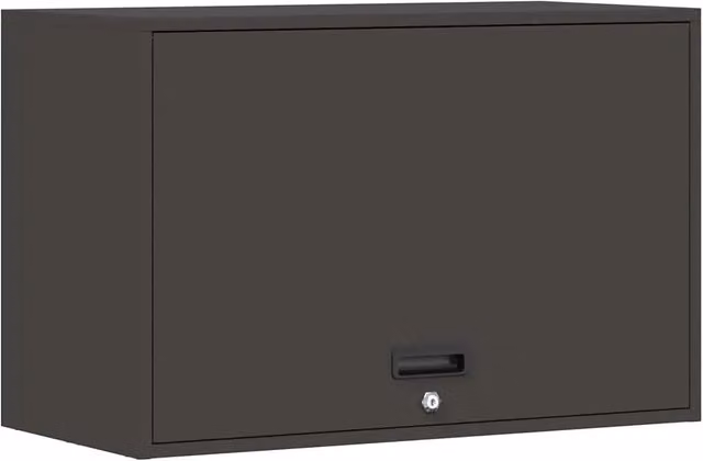 Armadio da parete moderno HELLOSHOP26 in metallo nero opaco con ante a battente, serratura e ripiani interni, L: 80 cm, P: 40 cm, H: 40 cm