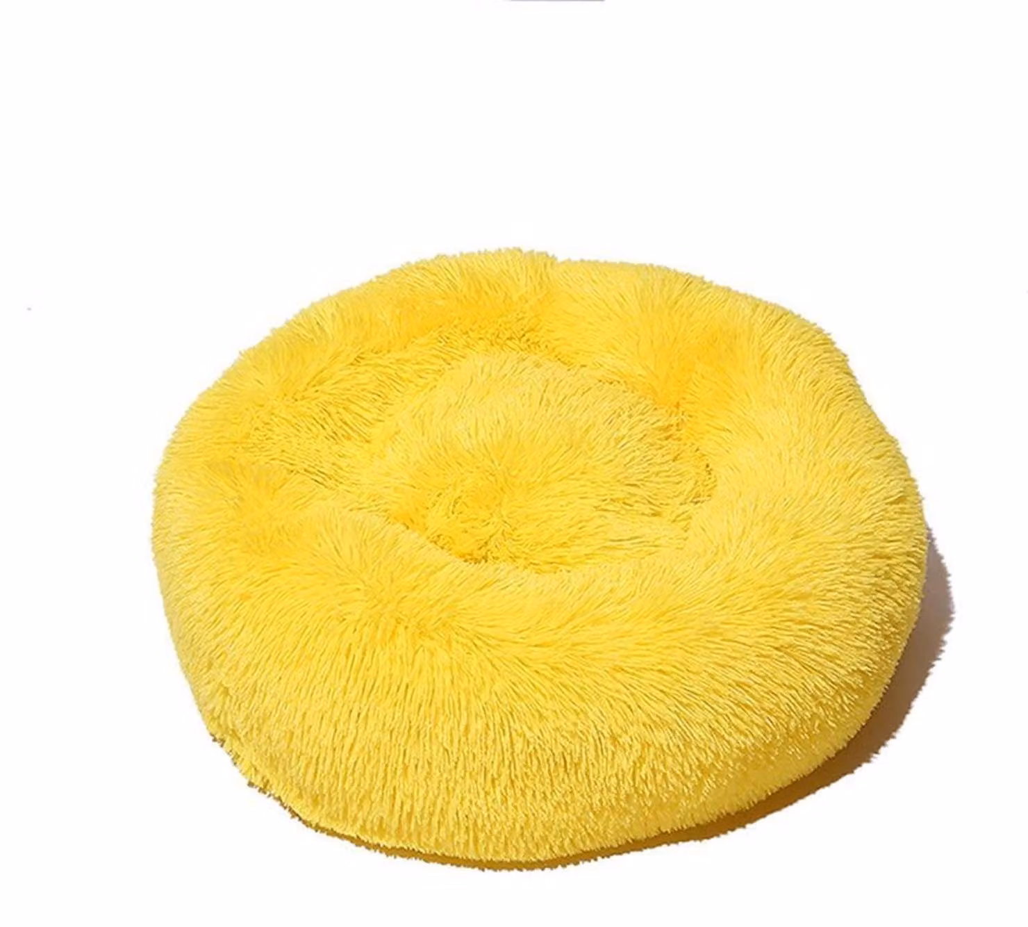 Cuccia per cani, cuccia per gatti, morbida, rotonda, in peluche, 70 cm, gialla