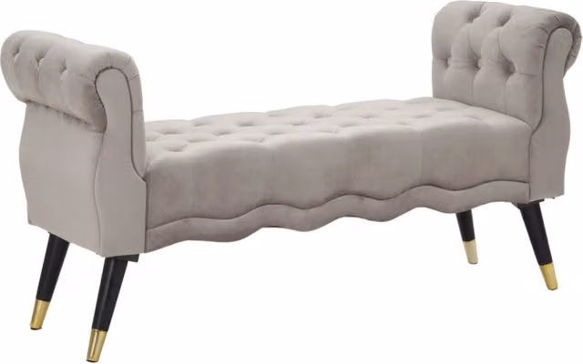 Panchetta Paris grigia e gold in velluto trapuntato – L 120 cm