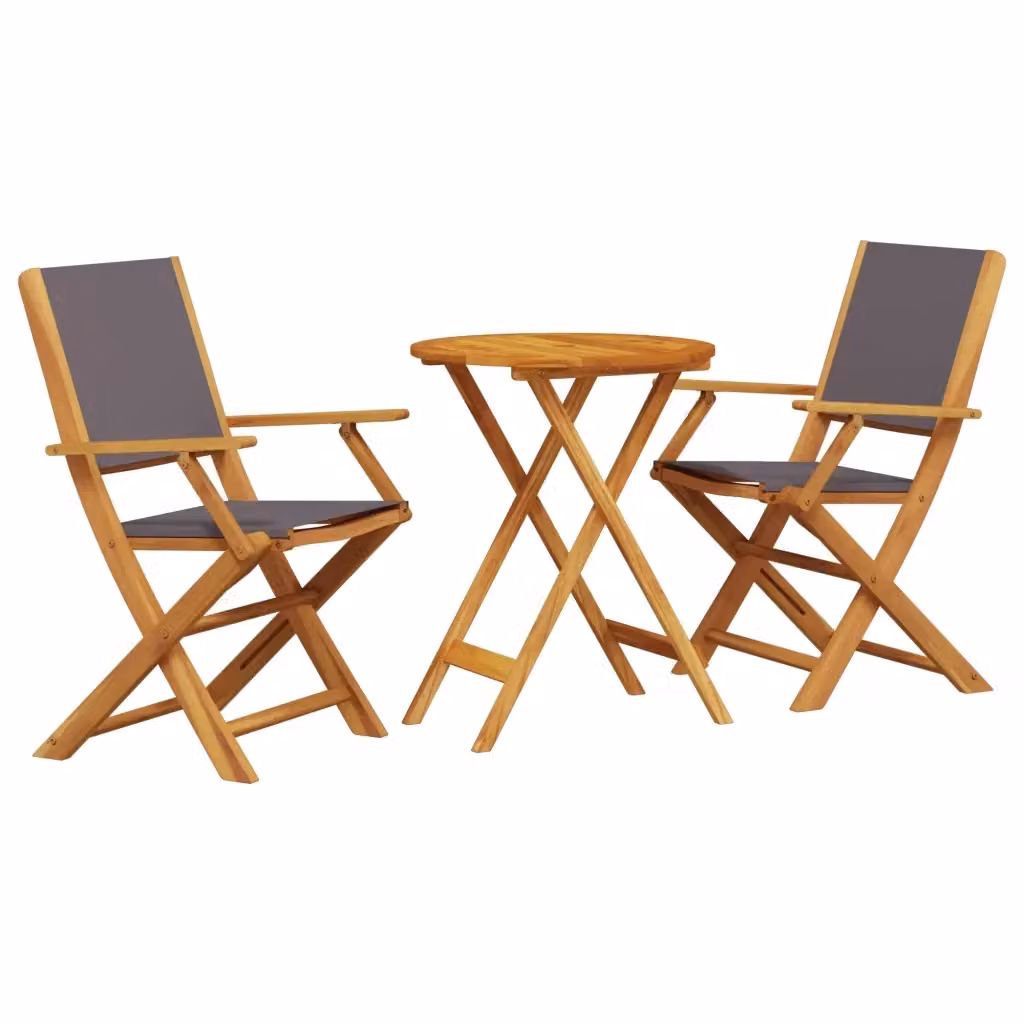 Set da Bistrot vidaXL in Legno di Acacia Antracite composto da 3 Pezzi per Giardino e Terrazzo – 2