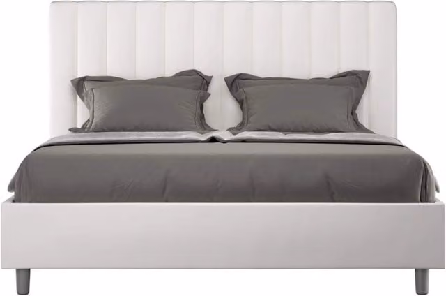 Letto contenitore queen size Agueda Ityhome imbottito in similpelle bianco L: 150 cm x P: 200 cm