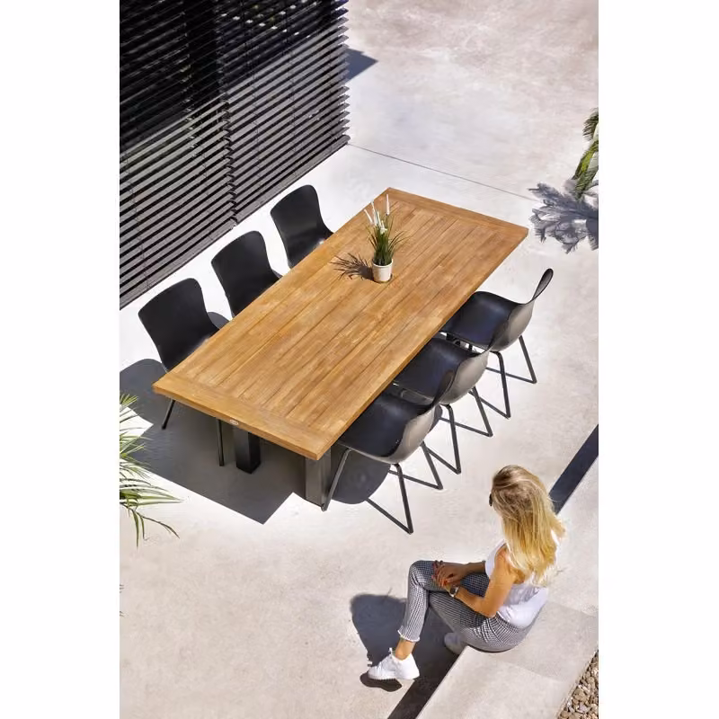 Tavolo da giardino rettangolare Sophie Hartmann in legno di teak e metallo, colore antracite e marrone, L: 240 cm, P: 100 cm, H: 75 cm – 2