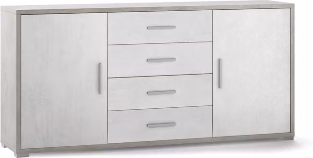 Mobile 2 Ante 4 Cassetti 174x84x41 cm Cemento/Ossido Bianco