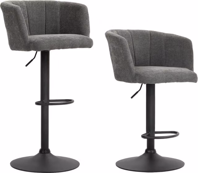 Set 2 Sedie da Bar Regolabili in Altezza ¨C Minimal ¨C Grigio Scuro Struttura Metallo