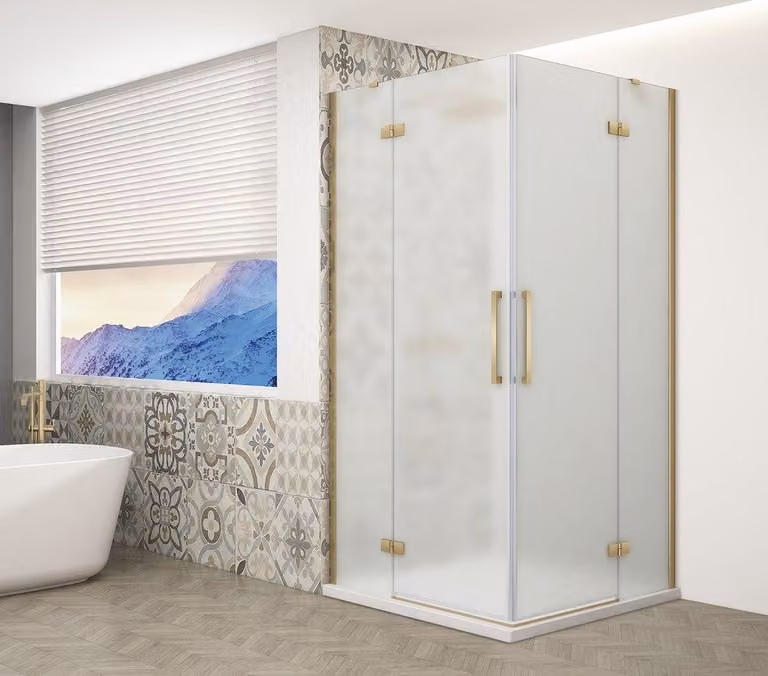 Cabina doccia Gelco TRINITY GOLD MATT, rettangolare, 1200x1000mm, ingresso angolare, vetro opaco - GT2210-12M-G