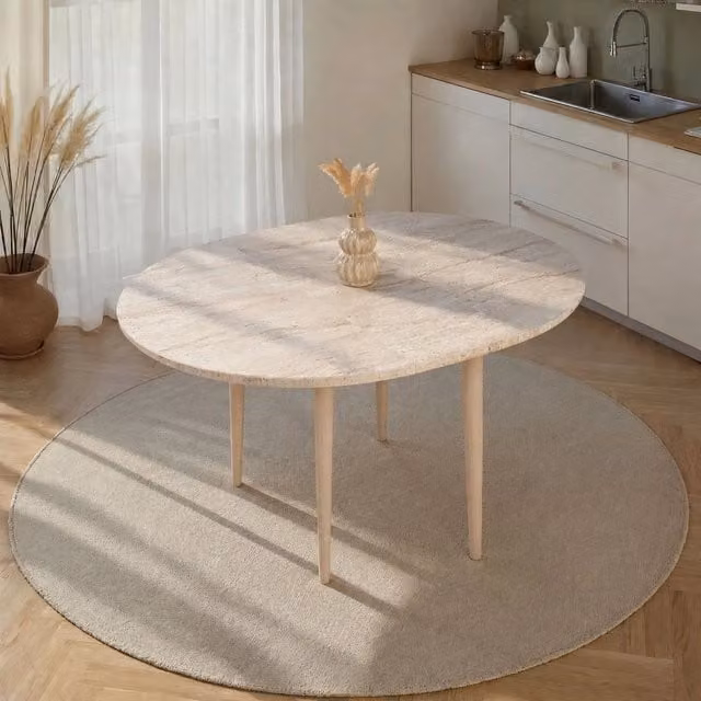 Bee, Tavolo Allungabile Allungabile, 100x100x75h cm Beige Marmo