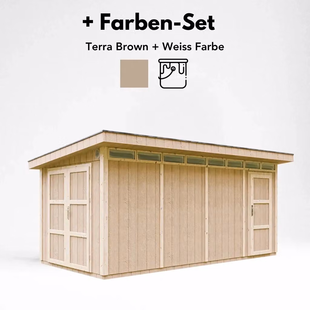 Casetta da Giardino TIMBELA M905C-TERRA Brown con Pavimento e Grondaia L: 530 cm, P: 279 cm, H: 237 cm – 2