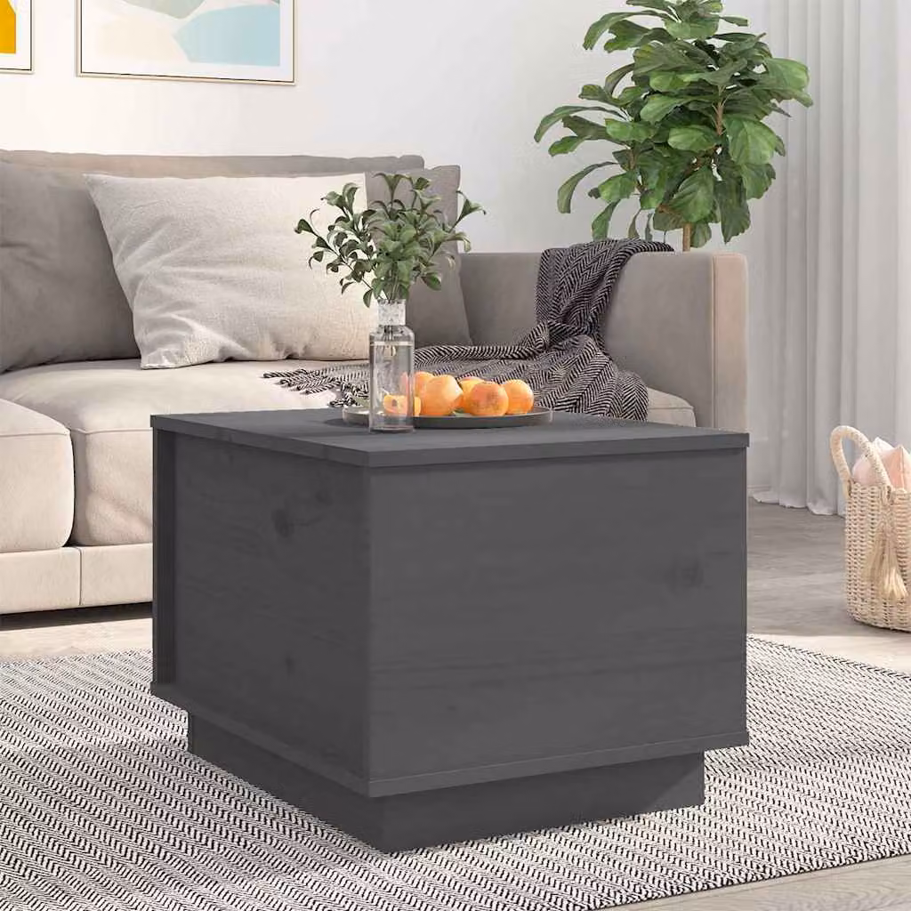 vidaXL Tavolino da Salotto Moderno in Legno di Pino Grigio L: 50 cm, P: 40 cm, H: 35 cm