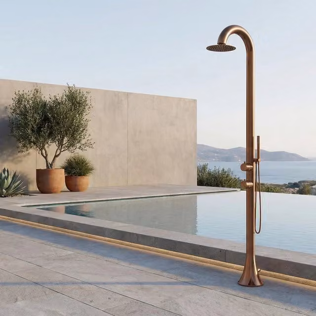 Doccia SINED Luna D in Acciaio Inox 316L Nautico con Doccino e Miscelatore Oro Rosa per Esterno – 1