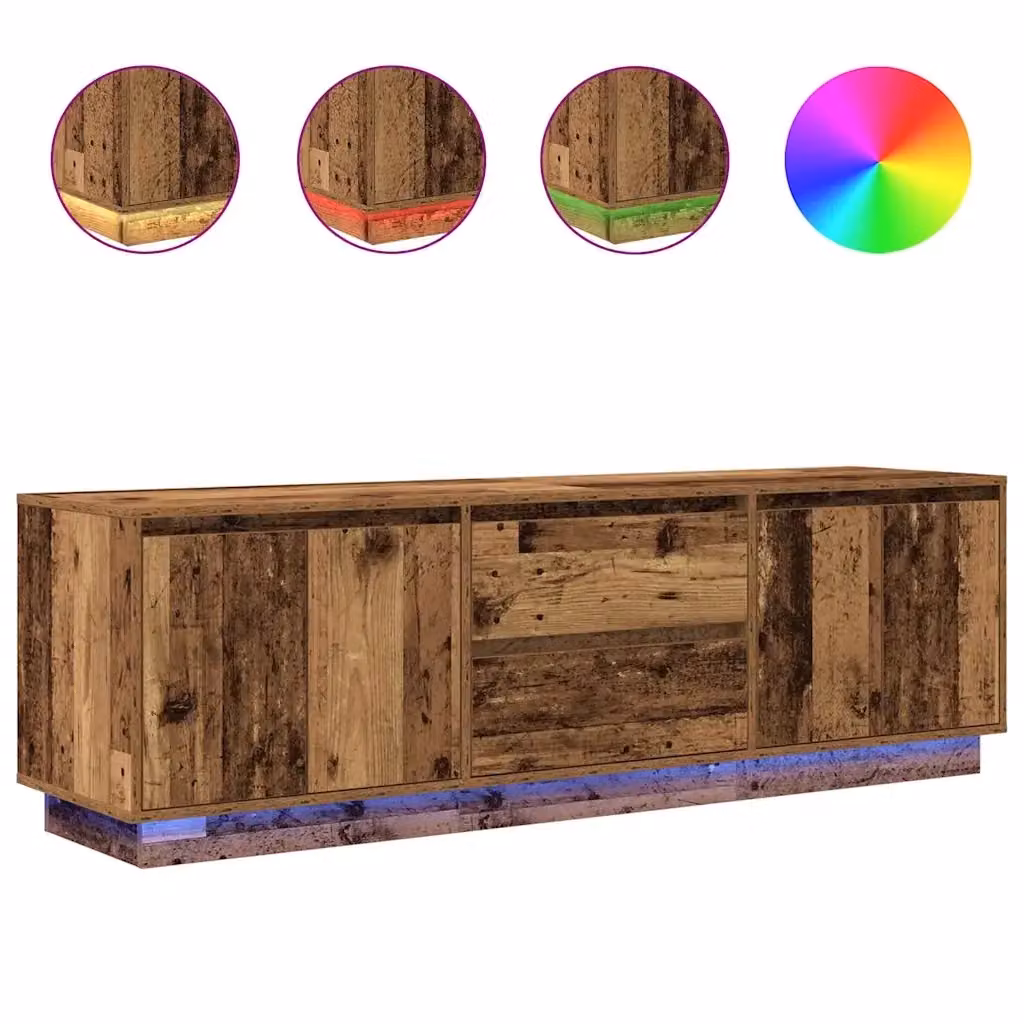 Mobile Porta TV vidaXL in Legno Antico Marrone con Luci LED integrate L: 160,5 cm, P: 41 cm, H: 50 cm – 2