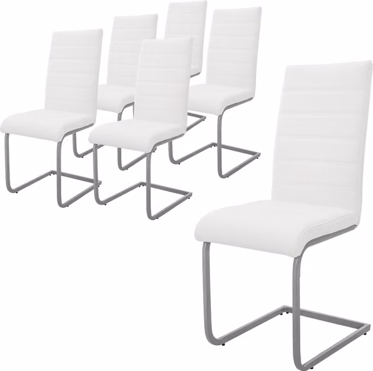 ML-Design set di 6 sedie da pranzo con schienale, bianco, in Pelle finta