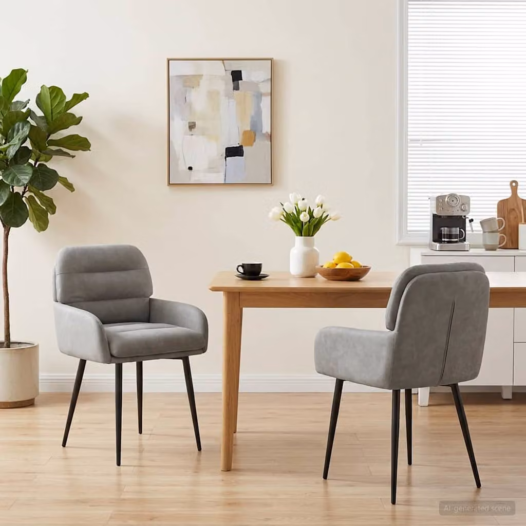 Set di 2 sedie da pranzo vidaXL in velluto grigio con design moderno L/P/H: 59 x 59,5 x 90 cm