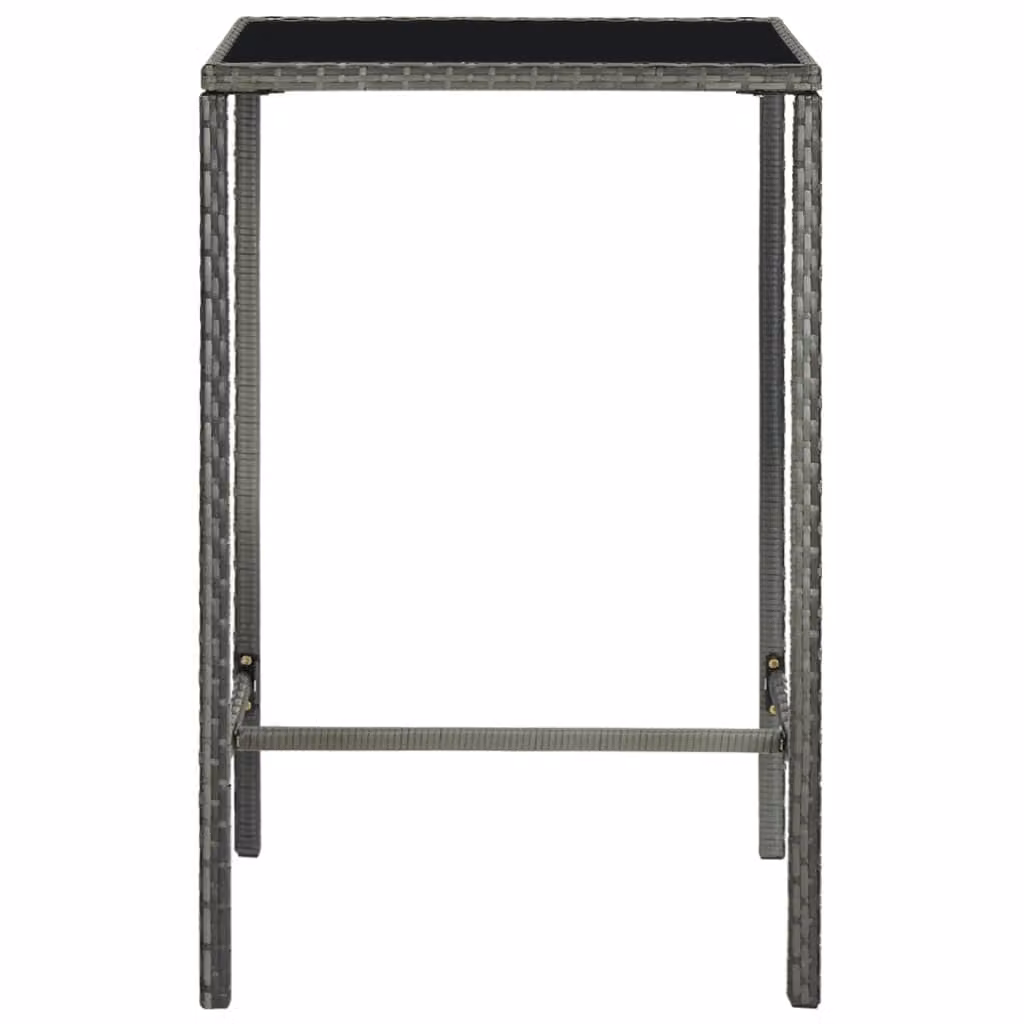 Tavolo da Bar da Giardino Grigio 70x70x110 cm Polyrattan Vetro