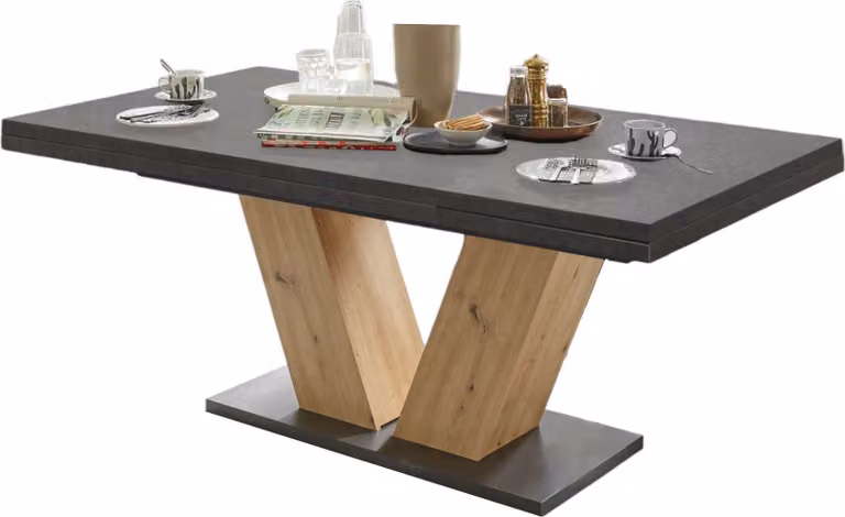 Tavolo da pranzo allungabile Elena 180x90x76 rovere nodoso/grafite 13989-180
