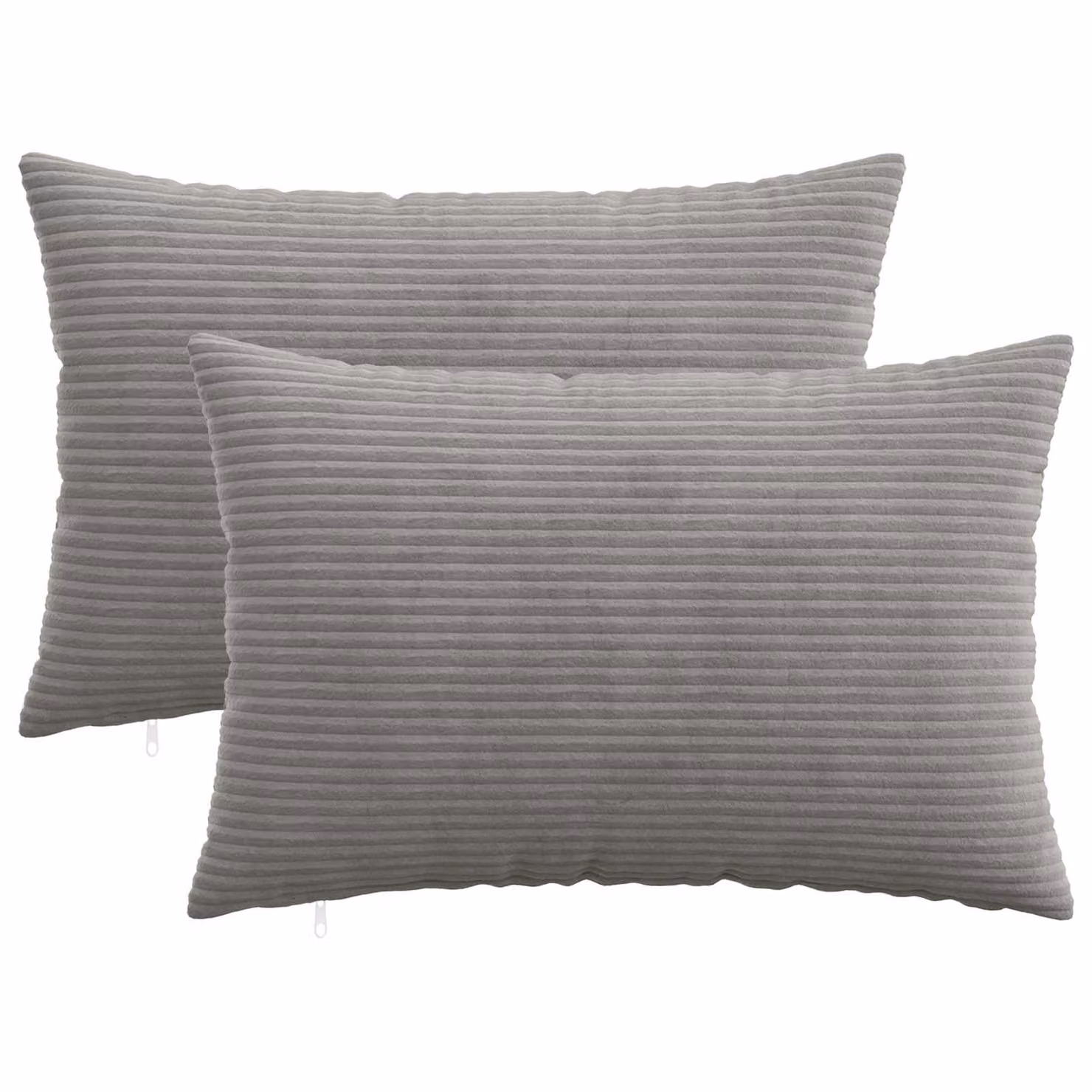 Set di 2 federe vidaXL HEERLEN in velluto a coste, Grigio Chiaro, 40 x 60 cm