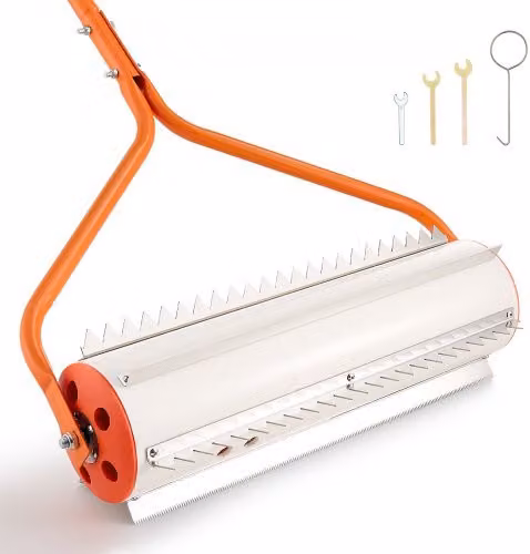 Rullo per rimozione erbacce e alghe VEVOR per laghi e stagni, colore arancione, Larghezza: 68,1 cm, Lunghezza manico: 5,49 m