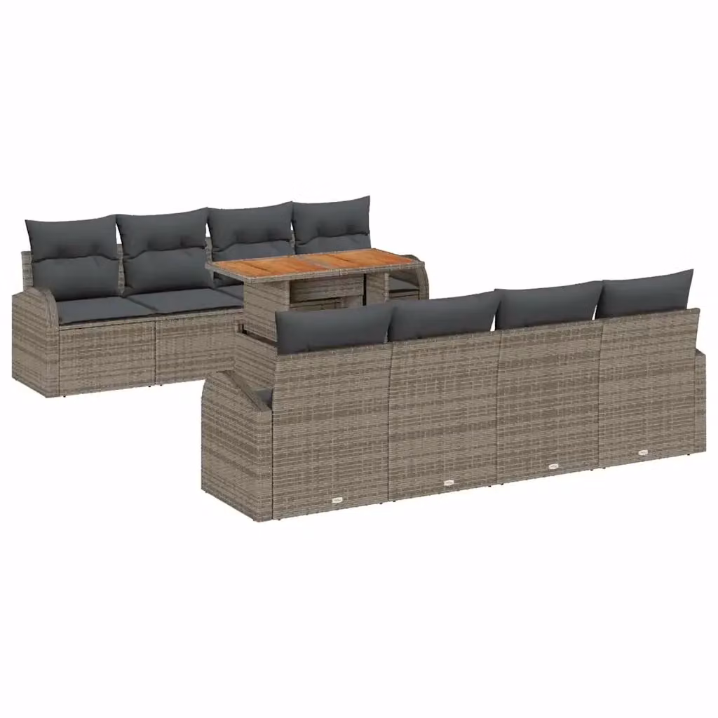Set Divano da Giardino Moderno vidaXL in Legno di Acacia e Rattan Grigio 7 pz – 2