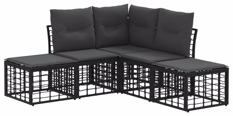 Set di divani da esterno Nero Poliestere