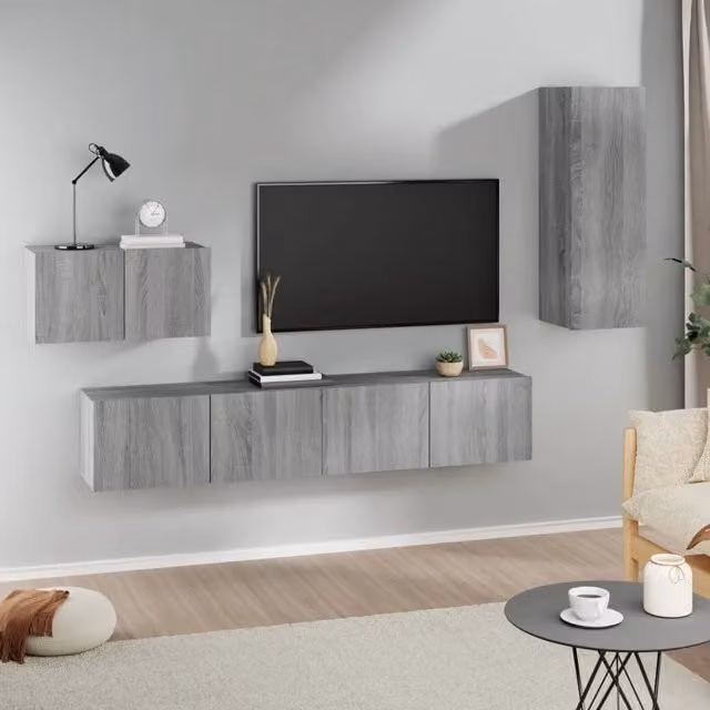 Set di Mobili Porta TV 4 pz-Credenza per TV Grigio Sonoma in Legno Multistrato 503783