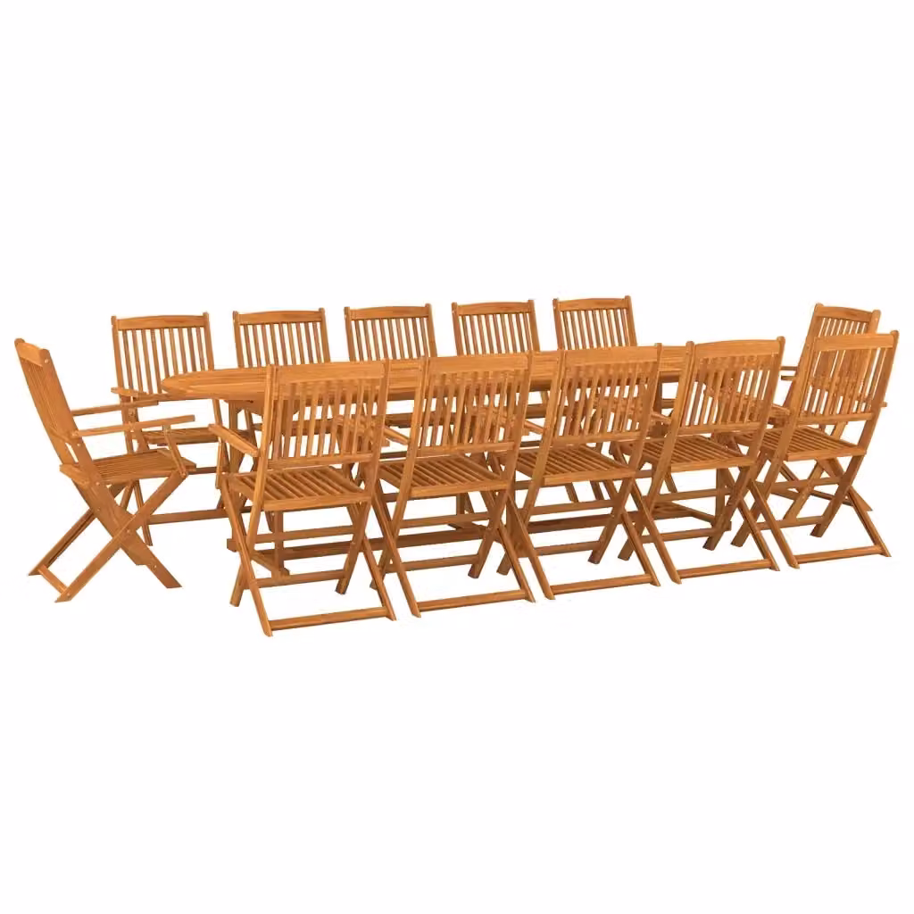 Set da pranzo da giardino vidaXL in legno di acacia massello marrone, 13 pezzi, L: 280 cm, P: 90 cm, H: 75 cm – 2