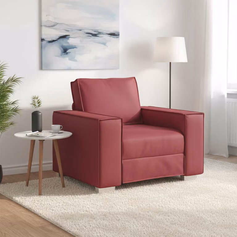 Poltrona Sofa vidaXL in Pelle Sintetica Rosso, Design Moderno con Braccioli per Soggiorno