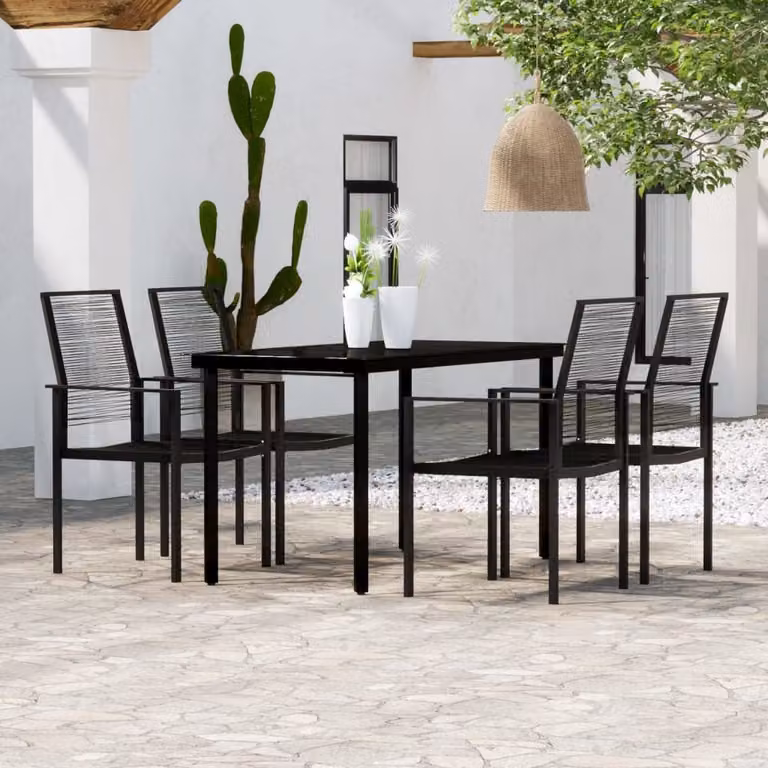 Maison Exclusive - Set da pranzo da giardino 5 pezzi nero