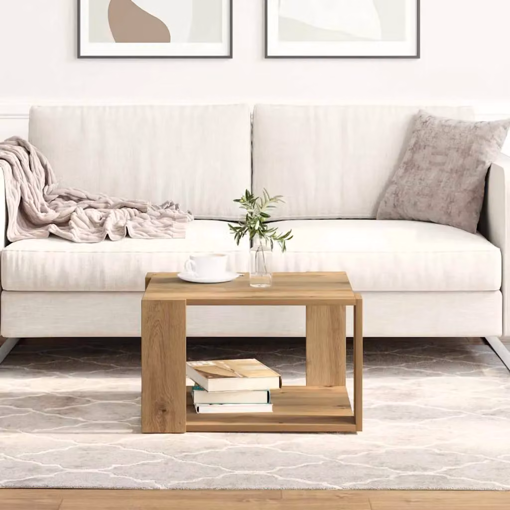 vidaXL Tavolino da salotto moderno in rovere marrone, L/P/H: 51,5 x 51,5 x 30 cm
