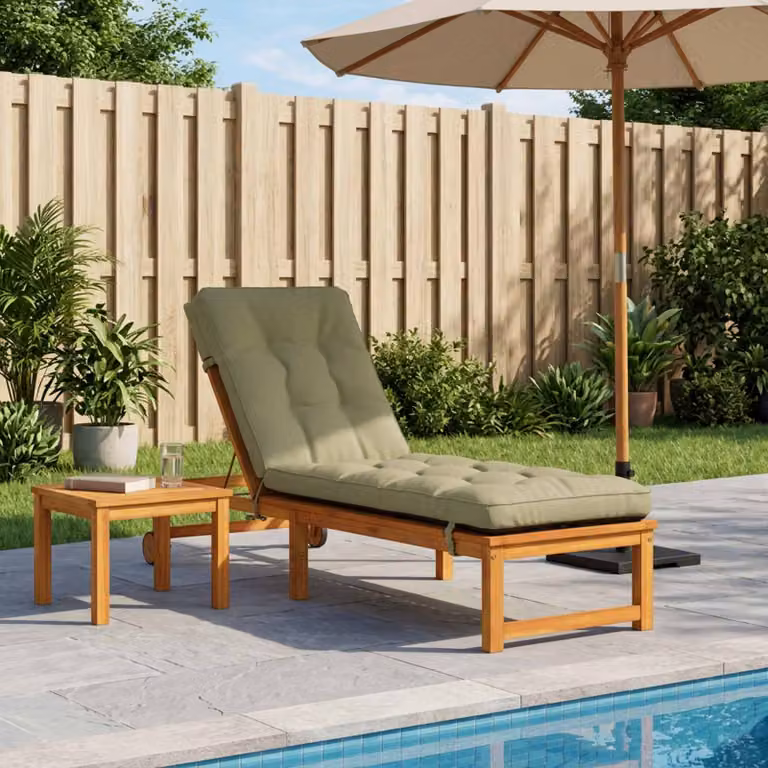 Cuscino per lettino vidaXL VIANEN in poliestere verde chiaro con rivestimento rimovibile e resistente ai raggi UV