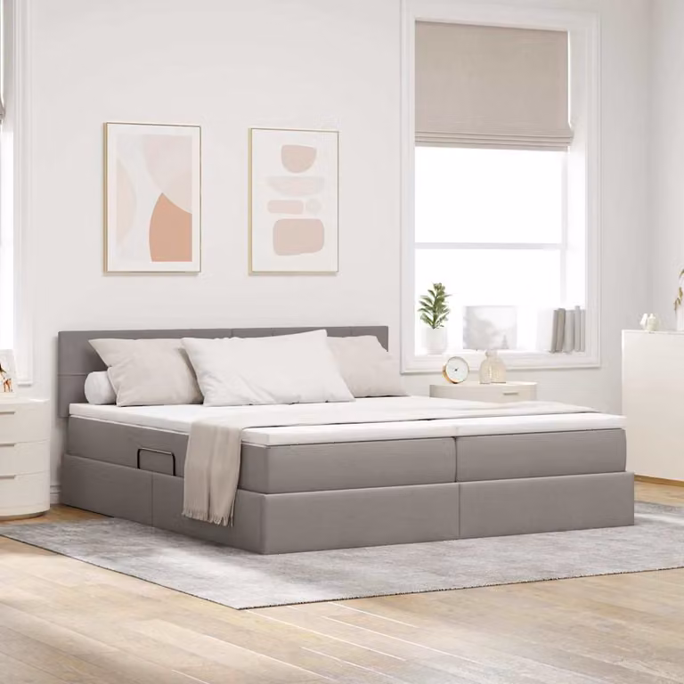 Letto moderno vidaXL con contenitore a sollevamento, luci LED sottoscocca e porta USB in tessuto, L/P/H: 180 x 200 x 204 cm