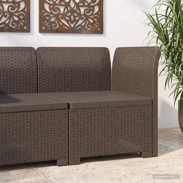 Divano da giardino singolo vidaXL in rattan effetto moderno colore grigio chiaro – 1