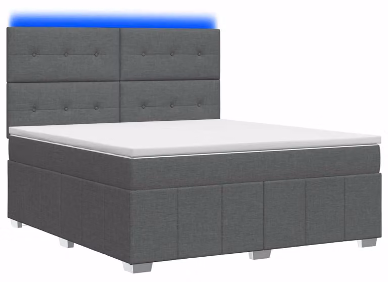 Letto boxspring LED con materasso grigio scuro 140 x 200 cm tessuto