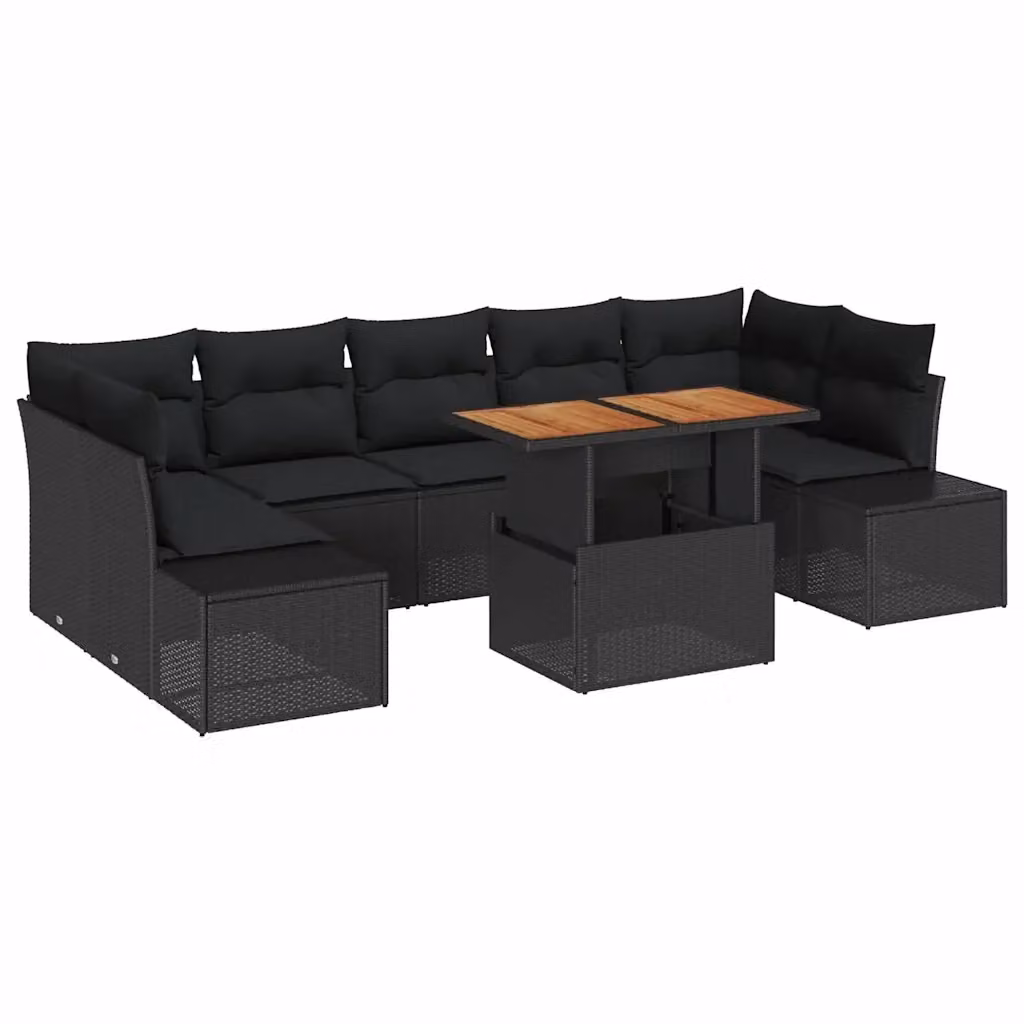 Set da pranzo da giardino moderno vidaXL in legno di acacia con 8 pezzi nero e marrone – 2