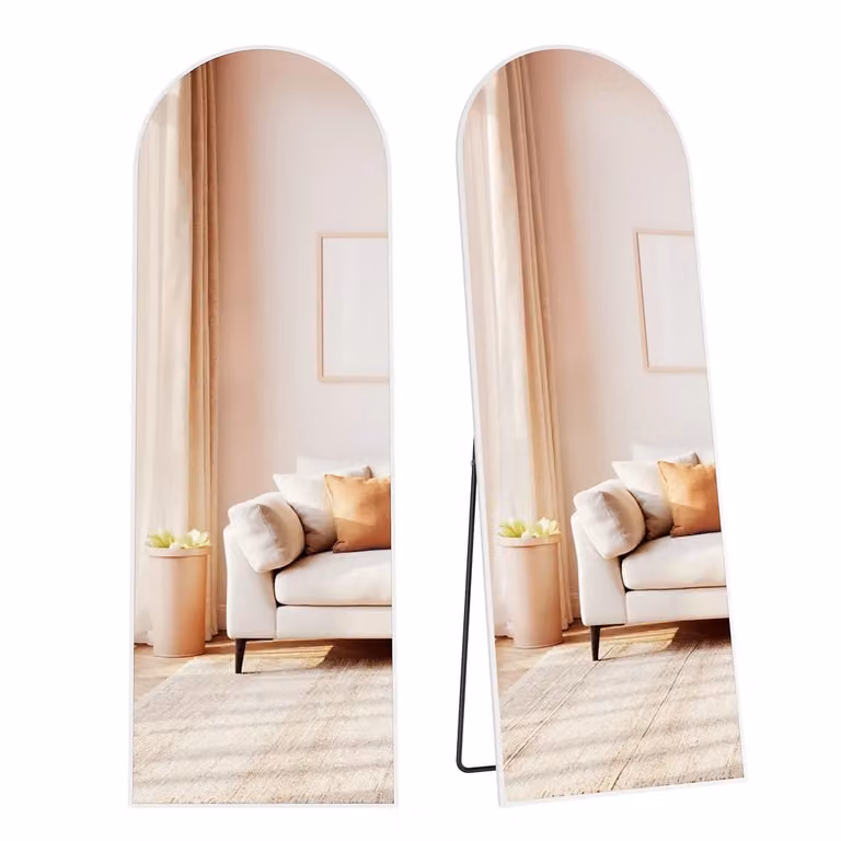 Specchio ad Arco a Figura Intera con Supporto, Nero Inchiostro / 160L x 50l cm