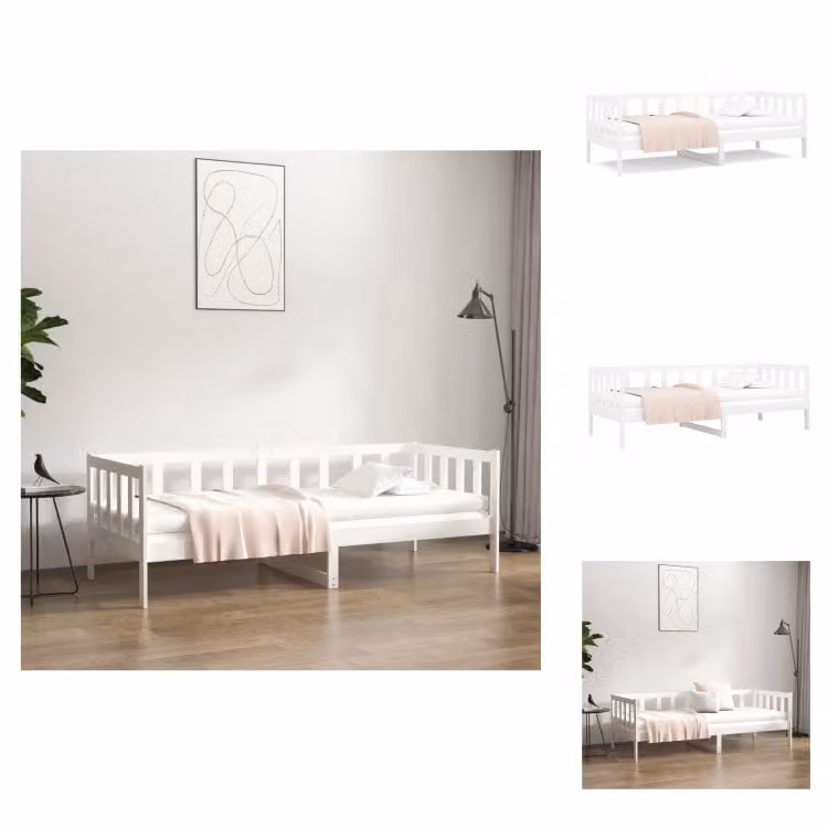 vidaXL Letto da giorno bianco 80x200 cm in legno di pino massiccio - Letti e strutture letto