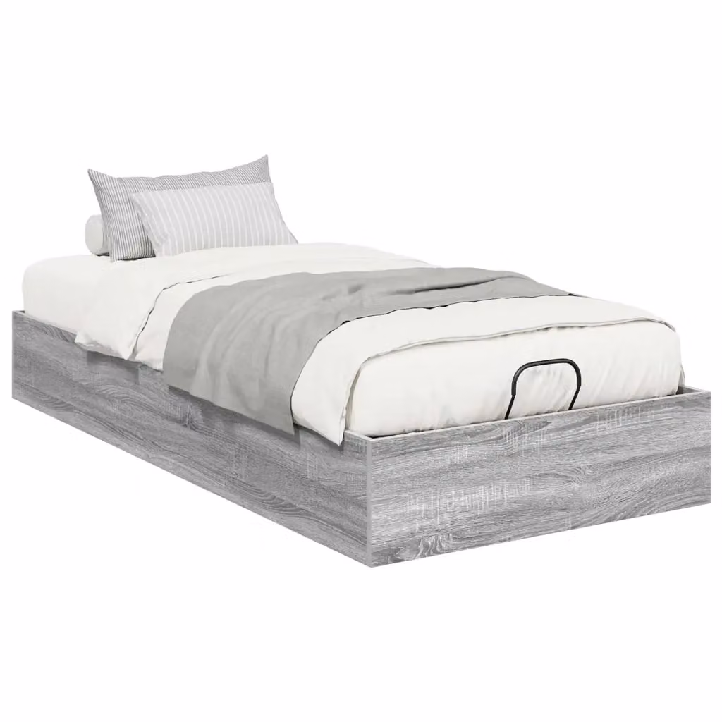 Letto ottomano vidaXL in legno ingegnerizzato grigio con base a sollevamento L: 100 cm, P: 200 cm, H: 25 cm – 2