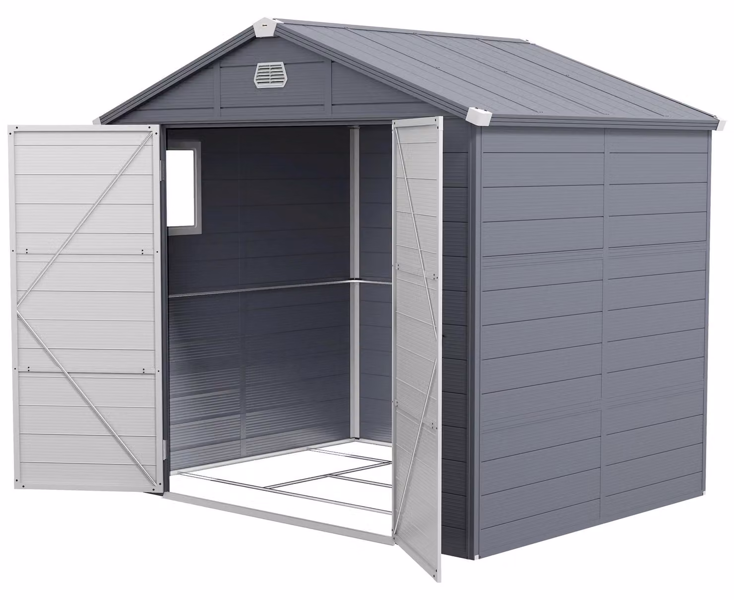 Capanno per attrezzi con finestra di ventilazione | Colore: Grigio | Dimensioni: 240x190x228 cm