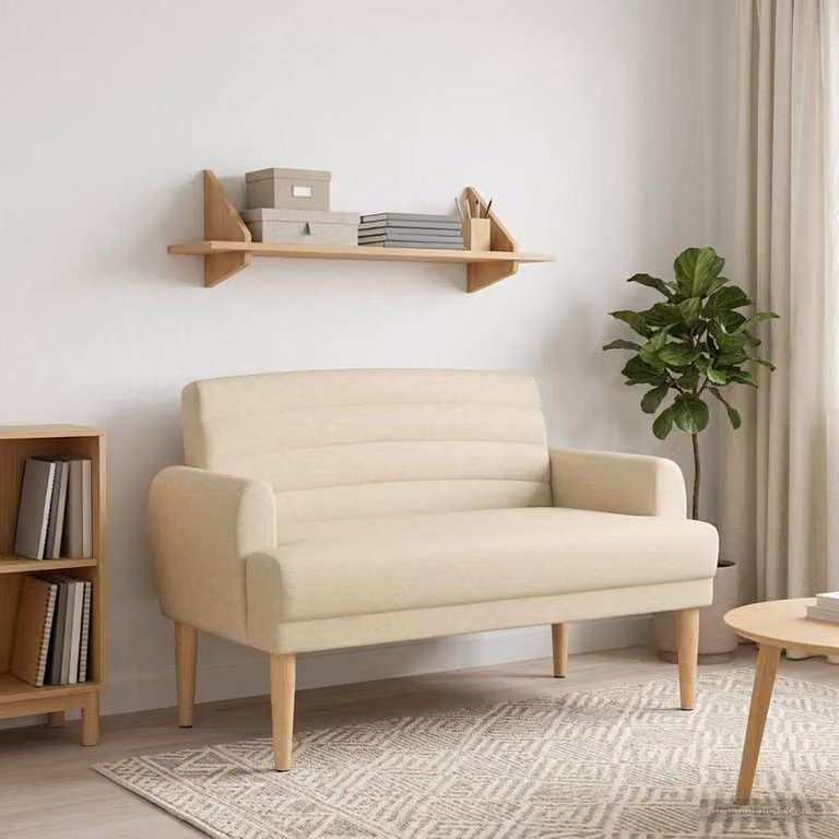 Loveseat moderno vidaXL in tessuto beige con seduta imbottita e coperture rimovibili L: 116 cm, P: 67 cm, H: 80 cm