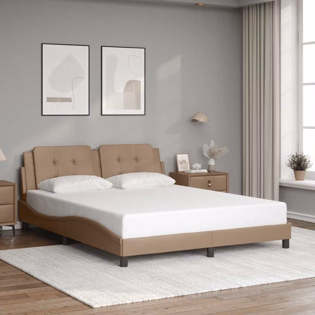 Giroletto senza Materasso vidaXL Zadar in Similpelle Cappuccino L/P/H: 200 x 160 x 74,5 cm – 1
