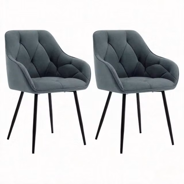 Set di 2 Sedie da Pranzo Moderne in Velluto con Schienale Ergonomico e Struttura in Metallo