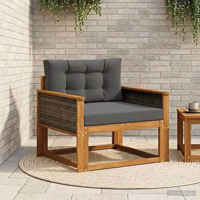 Divano centrale componibile per esterno DESIGN IN in legno di acacia con cuscini inclusi