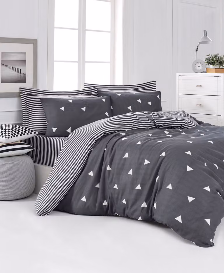 L'Essentiel Linge de Maison, Begonvilla- EPJ4825, Grigio, Bianco, Copriletti, 65% cotone / 35% poliestere