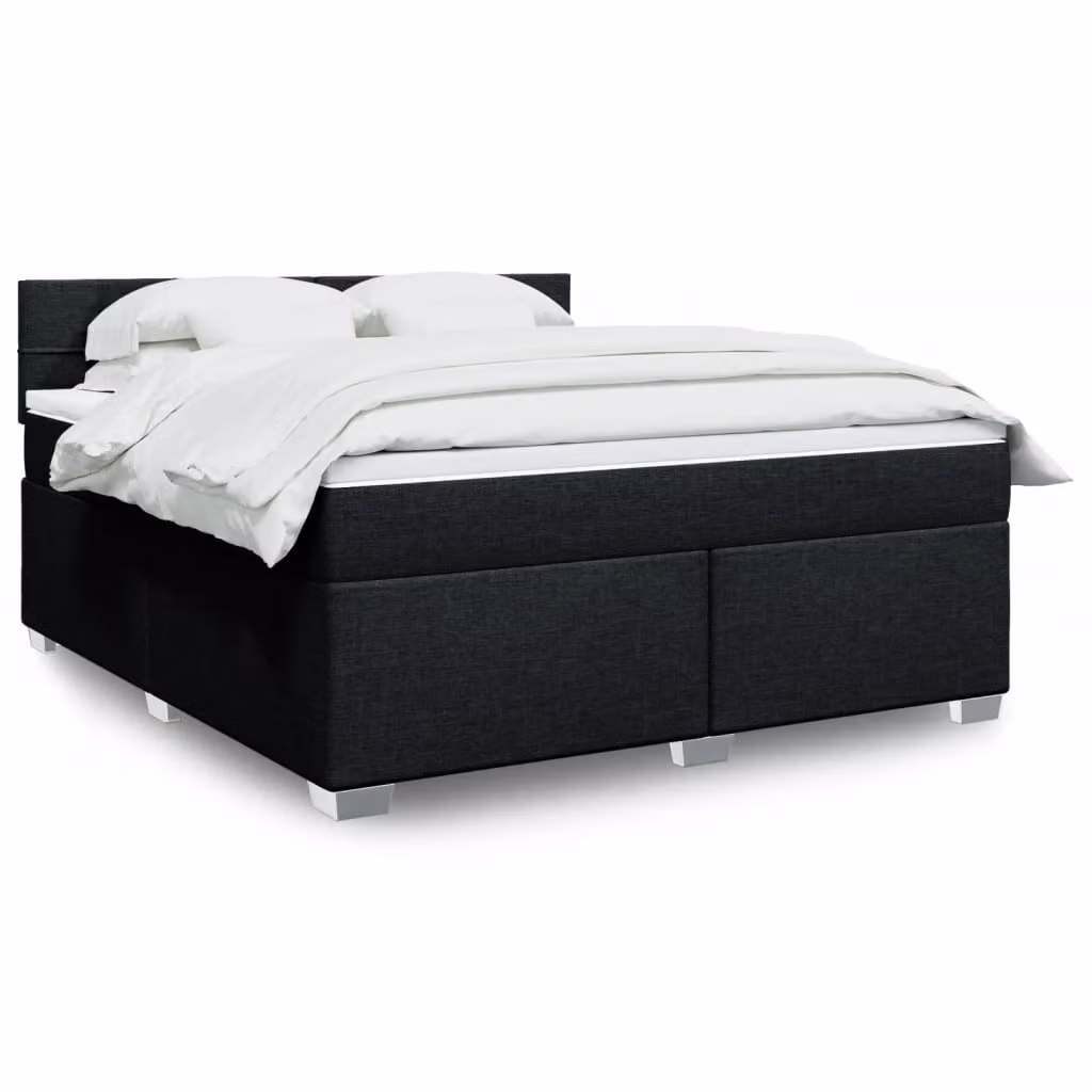 vidaXL Giroletto a Molle Ibrido con Materasso Nero e Bianco in Tessuto L/P/H: 180 x 200 x 100,5 cm – 1