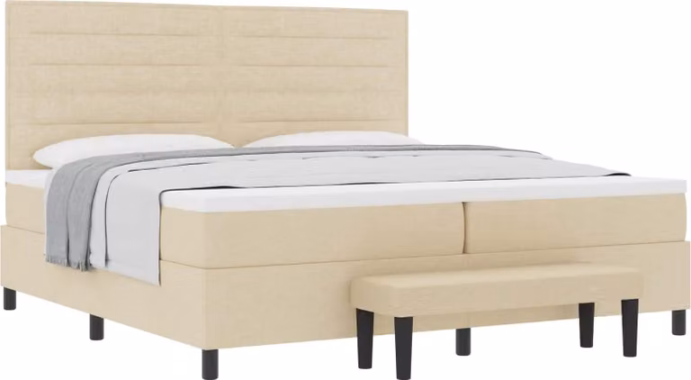 Letto a molle con materasso Crema 200 x 200 cm Tessuto