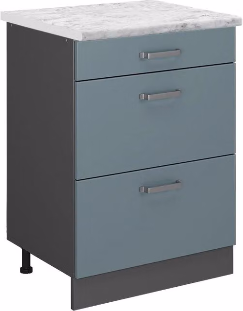 Mobiletto base per cucina R-Line Grigio-blu/Antracite 60 cm PL Marmo Vicco
